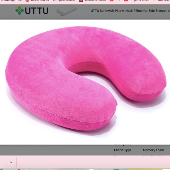 Inflatable Travel Neck Pillow – Soft Flocked Fabric – Horseshoe Design - Picture 1 of 4